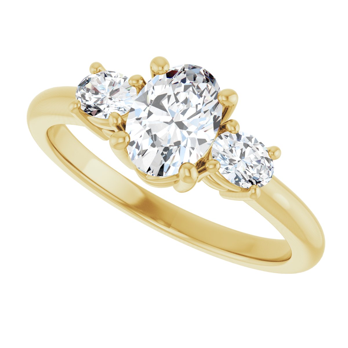 Oval Three-Stone Engagement Ring Semi-Mount - gallery - Series 127205