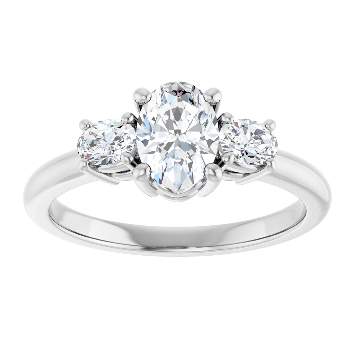 Oval Three-Stone Engagement Ring Semi-Mount - gallery - Series 127205