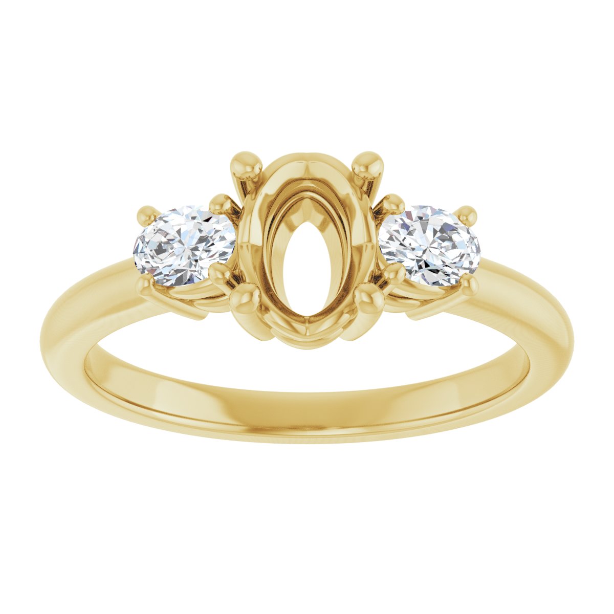 Oval Three-Stone Engagement Ring Semi-Mount - gallery - Series 127205
