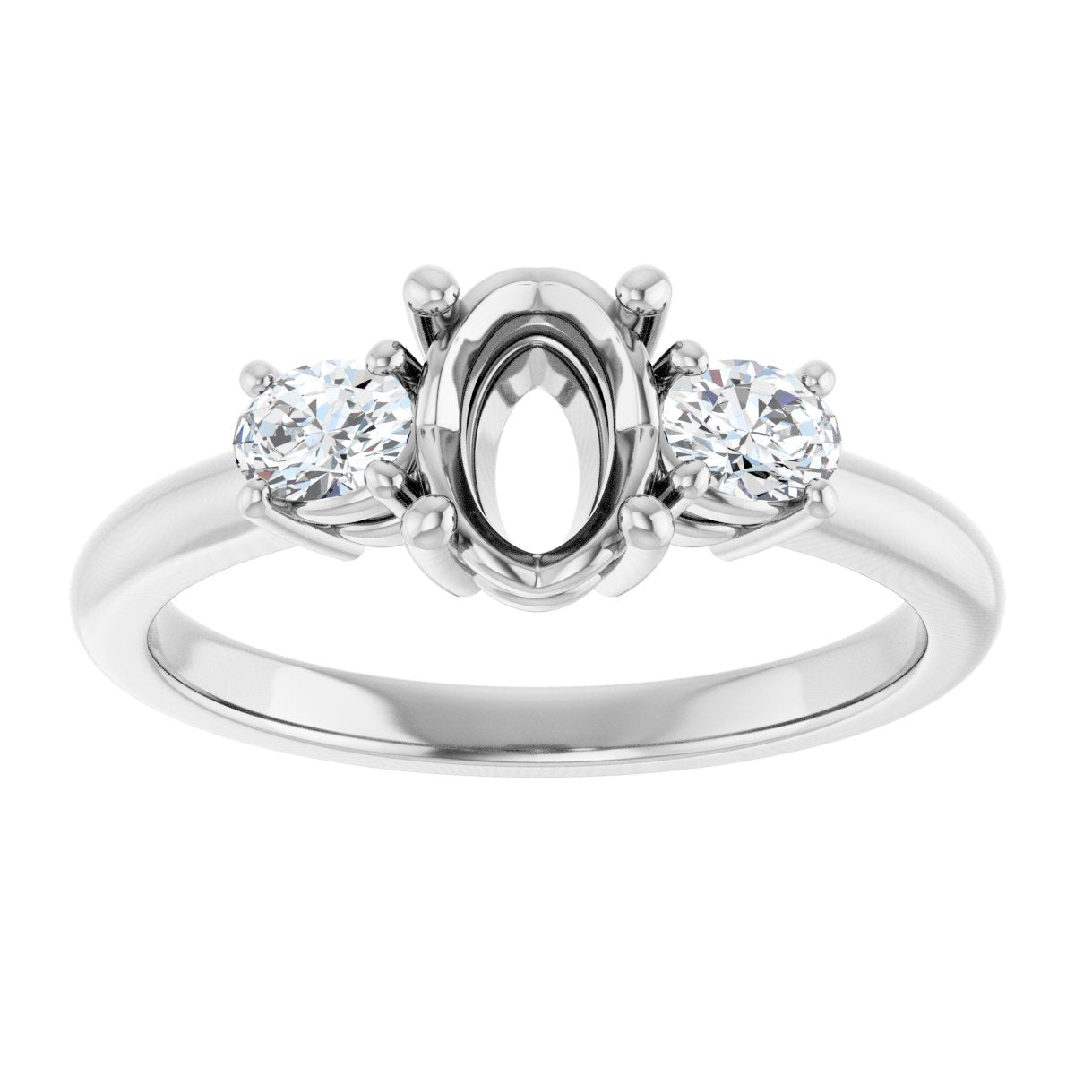 Oval Three-Stone Engagement Ring Semi-Mount - gallery - Series 127205