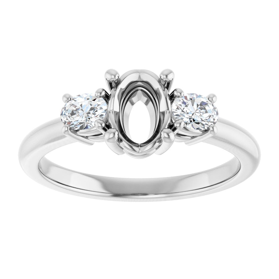 Oval Three-Stone Engagement Ring Semi-Mount - gallery - Series 127205