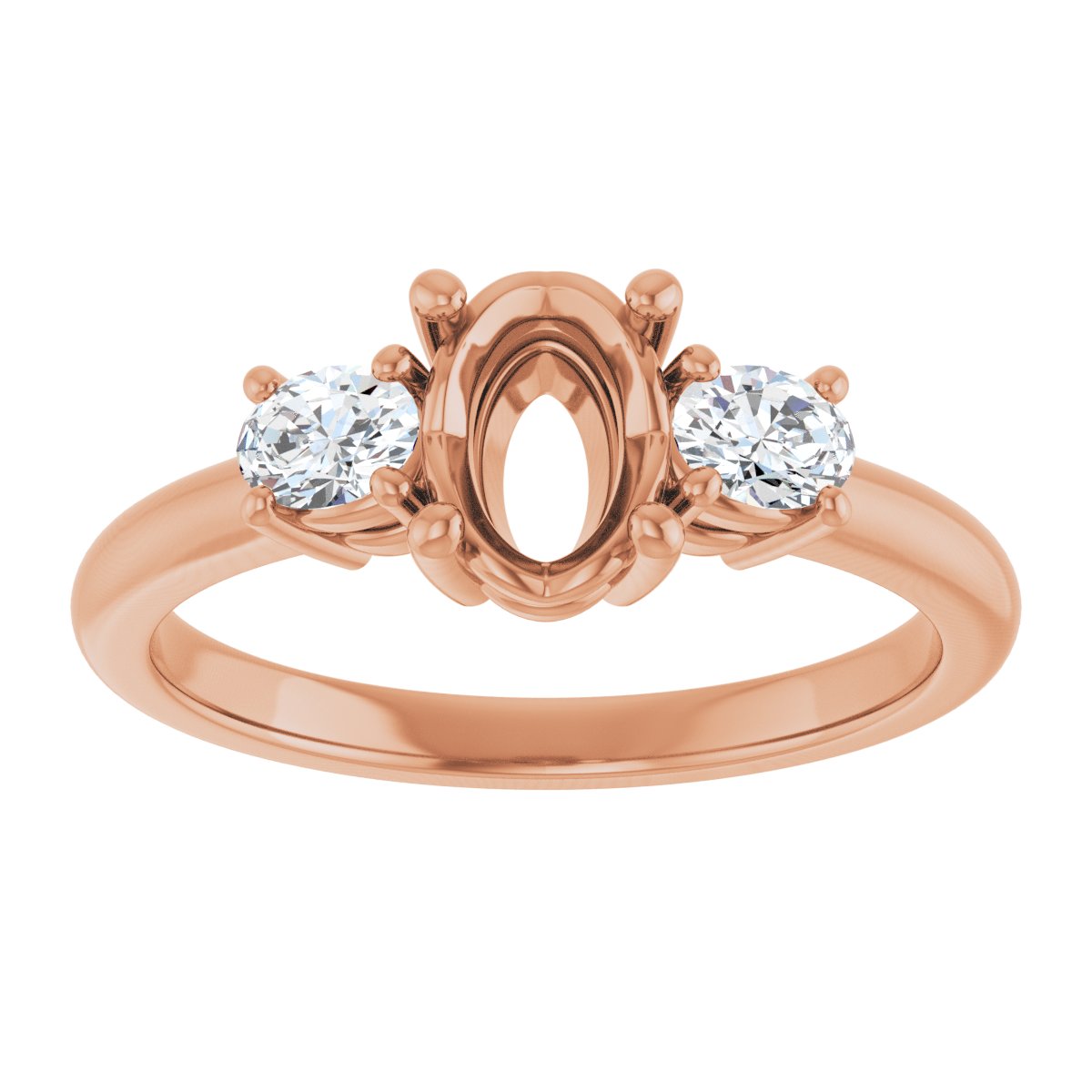 Oval Three-Stone Engagement Ring Semi-Mount - gallery - Series 127205