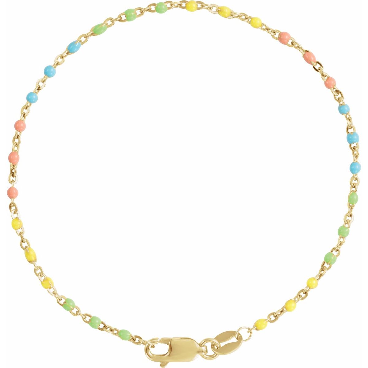 1.7 mm Enamel Bead Cable Chain Bracelet (1.7 Mm / 7 In) - gallery - Series CH1299