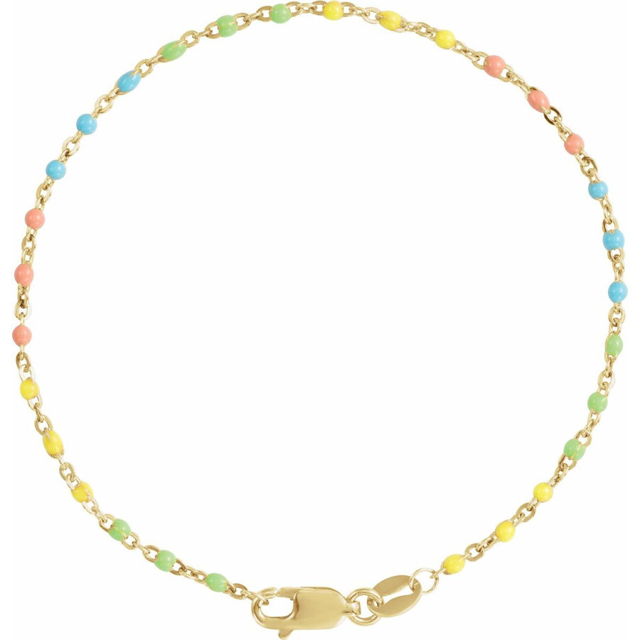 1.7 mm Enamel Bead Cable Chain Bracelet (1.7 Mm / 7 In) - gallery - Series CH1299