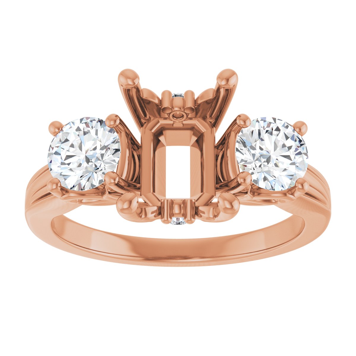 Emerald Three-Stone Engagement Ring Semi-Mount - gallery - Series 126964