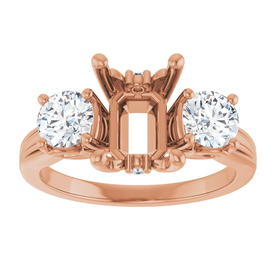 Emerald Three-Stone Engagement Ring Semi-Mount - gallery - Series 126964