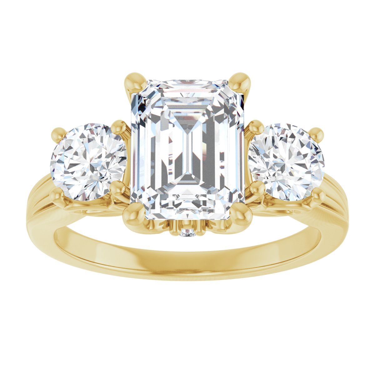 Emerald Three-Stone Engagement Ring Semi-Mount - gallery - Series 126964