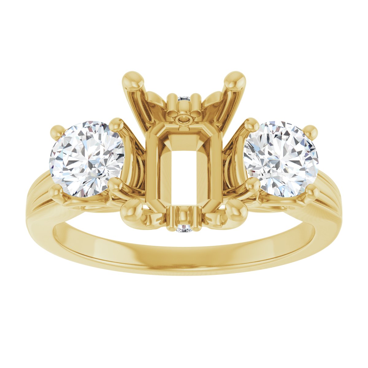 Emerald Three-Stone Engagement Ring Semi-Mount - gallery - Series 126964