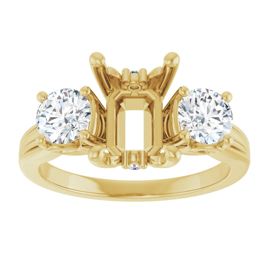 Emerald Three-Stone Engagement Ring Semi-Mount - gallery - Series 126964
