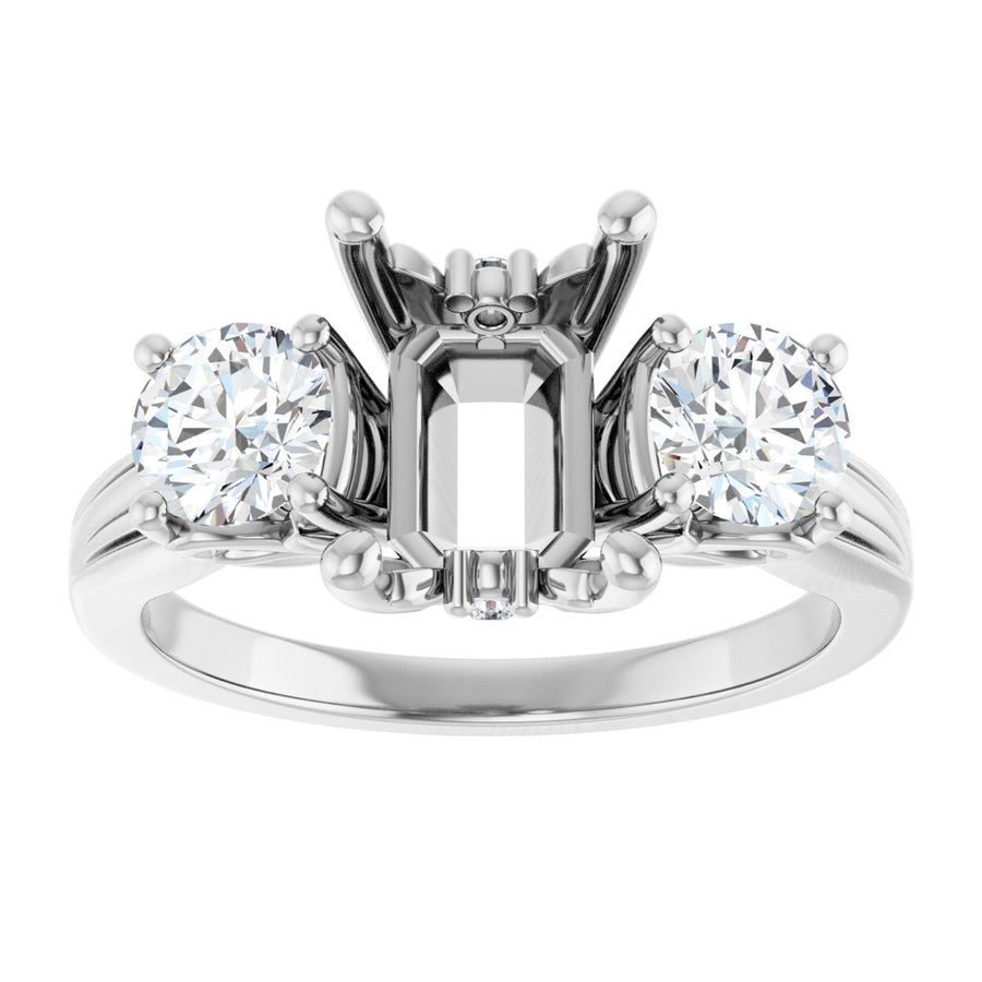 Emerald Three-Stone Engagement Ring Semi-Mount - gallery - Series 126964