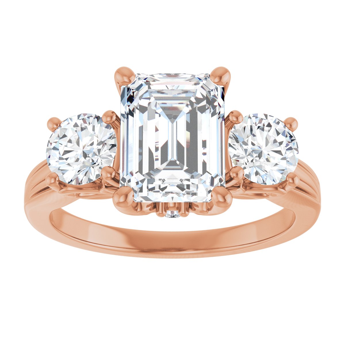 Emerald Three-Stone Engagement Ring Semi-Mount - gallery - Series 126964