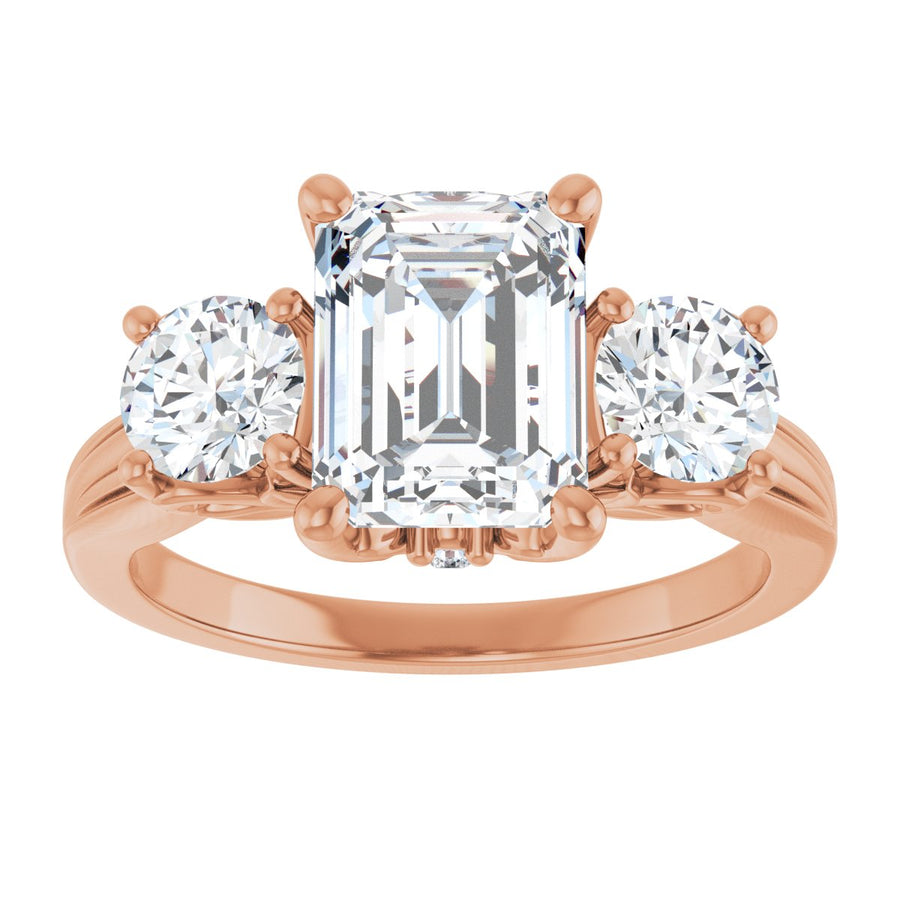 Emerald Three-Stone Engagement Ring Semi-Mount - gallery - Series 126964