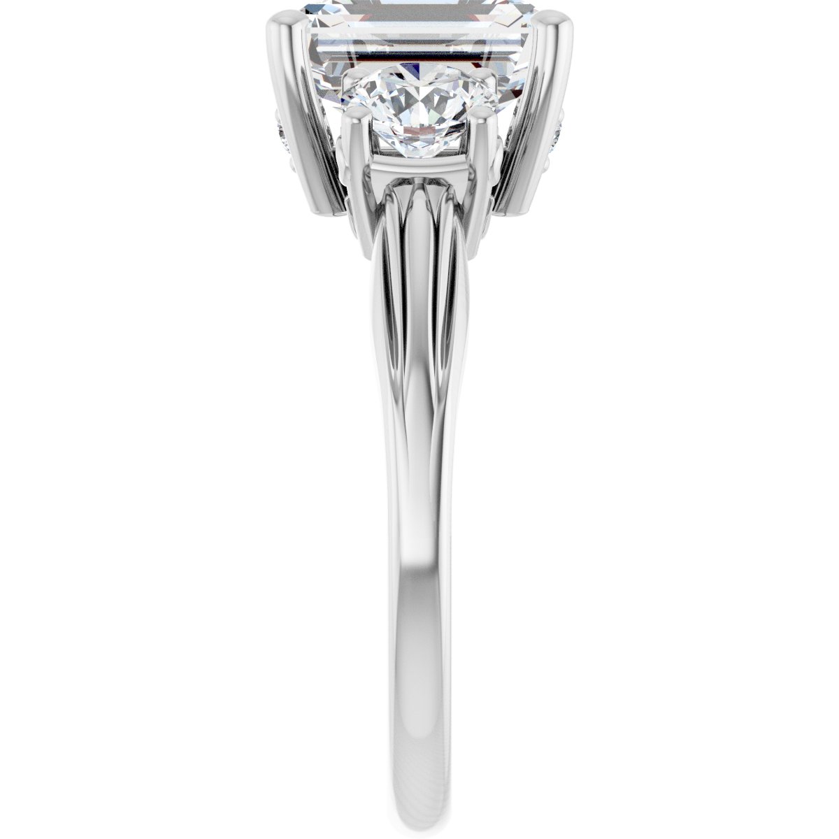 Emerald Three-Stone Engagement Ring Semi-Mount - gallery - Series 126964