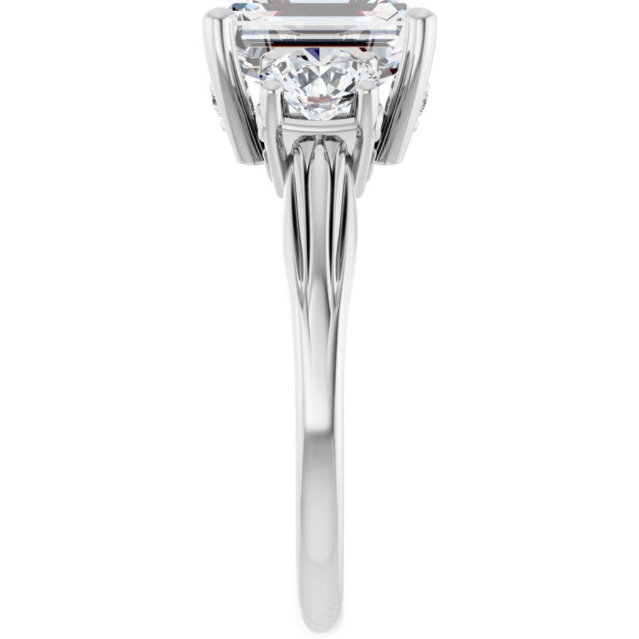 Emerald Three-Stone Engagement Ring Semi-Mount - gallery - Series 126964