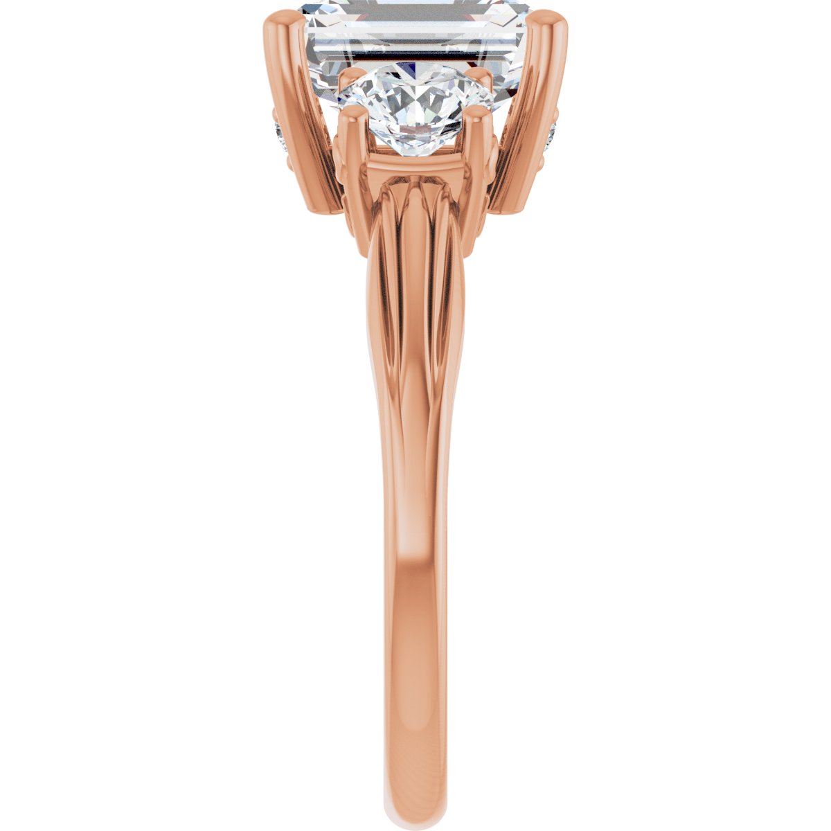 Emerald Three-Stone Engagement Ring Semi-Mount - gallery - Series 126964