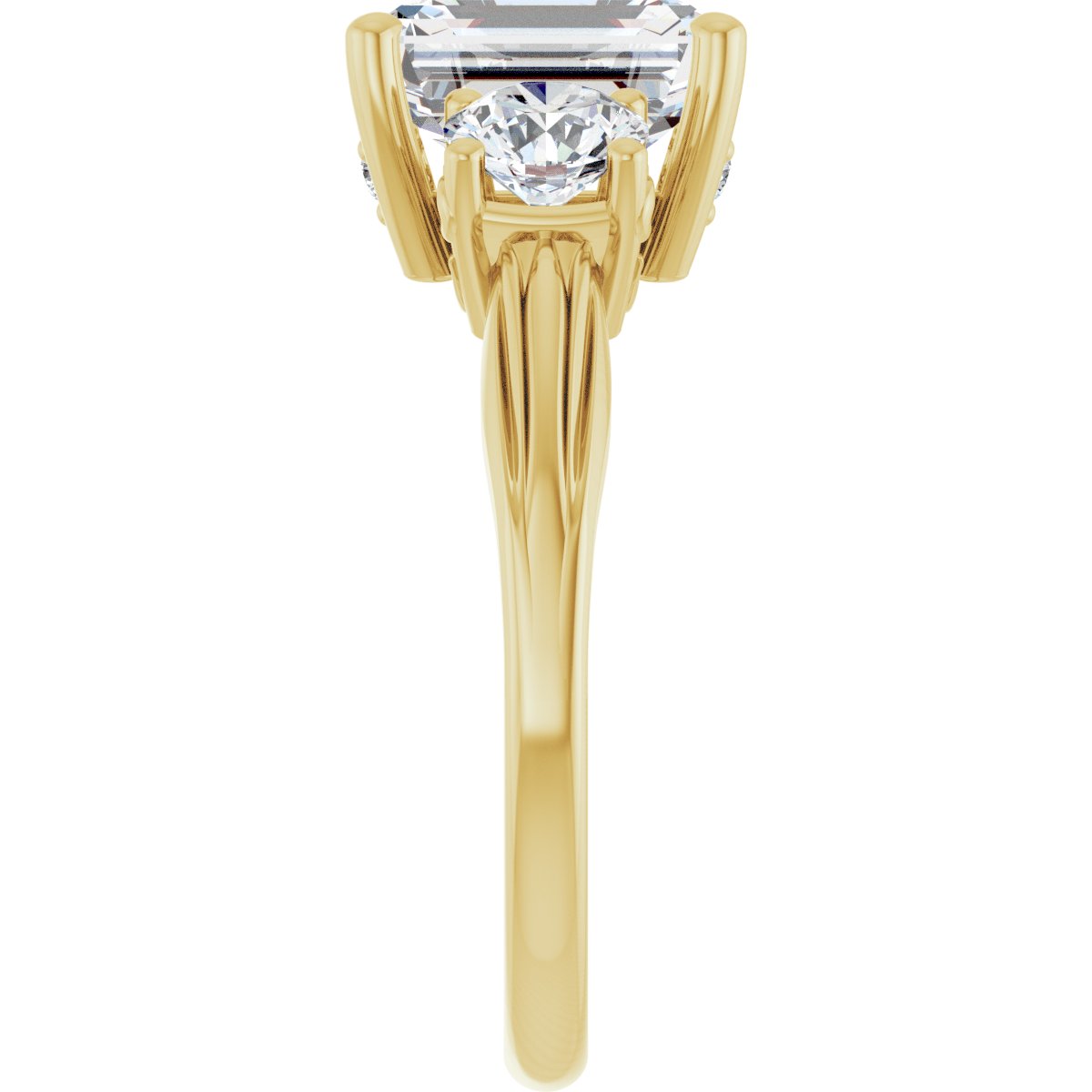 Emerald Three-Stone Engagement Ring Semi-Mount - gallery - Series 126964