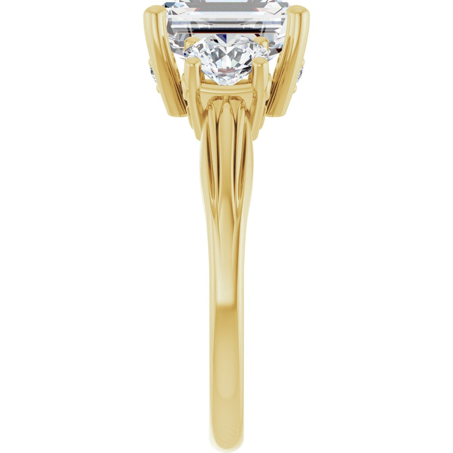 Emerald Three-Stone Engagement Ring Semi-Mount - gallery - Series 126964
