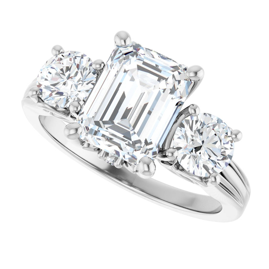 Emerald Three-Stone Engagement Ring Semi-Mount - gallery - Series 126964