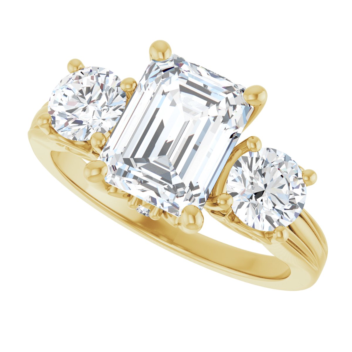 Emerald Three-Stone Engagement Ring Semi-Mount - gallery - Series 126964