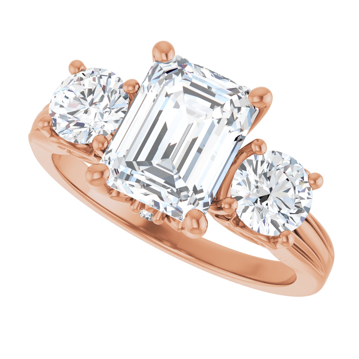 Emerald Three-Stone Engagement Ring Semi-Mount - gallery - Series 126964