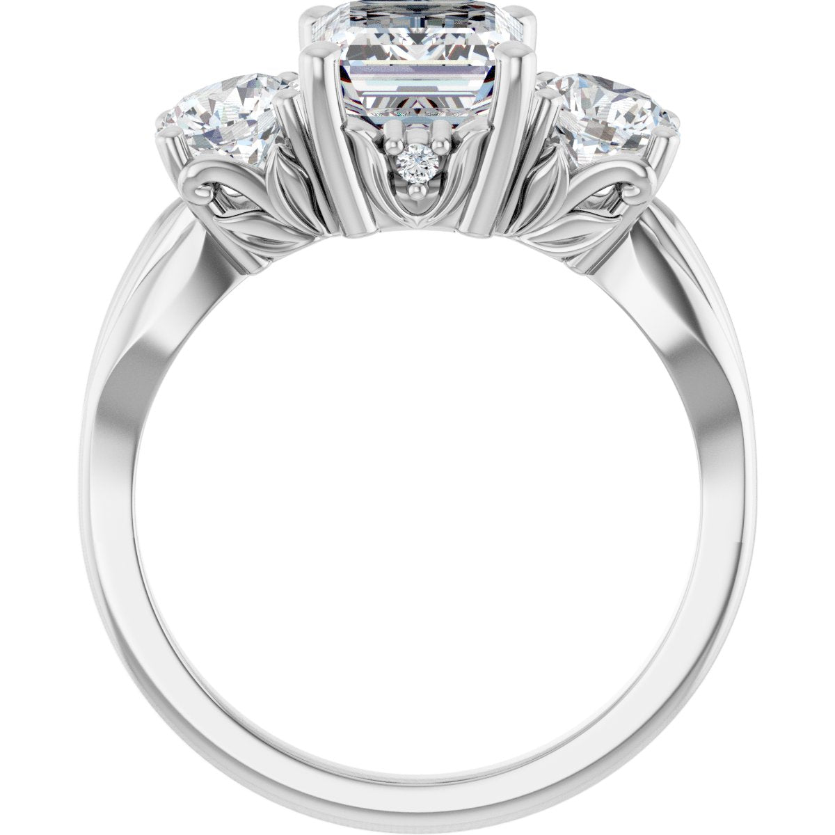 Emerald Three-Stone Engagement Ring Semi-Mount - gallery - Series 126964