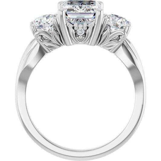 Emerald Three-Stone Engagement Ring Semi-Mount - gallery - Series 126964