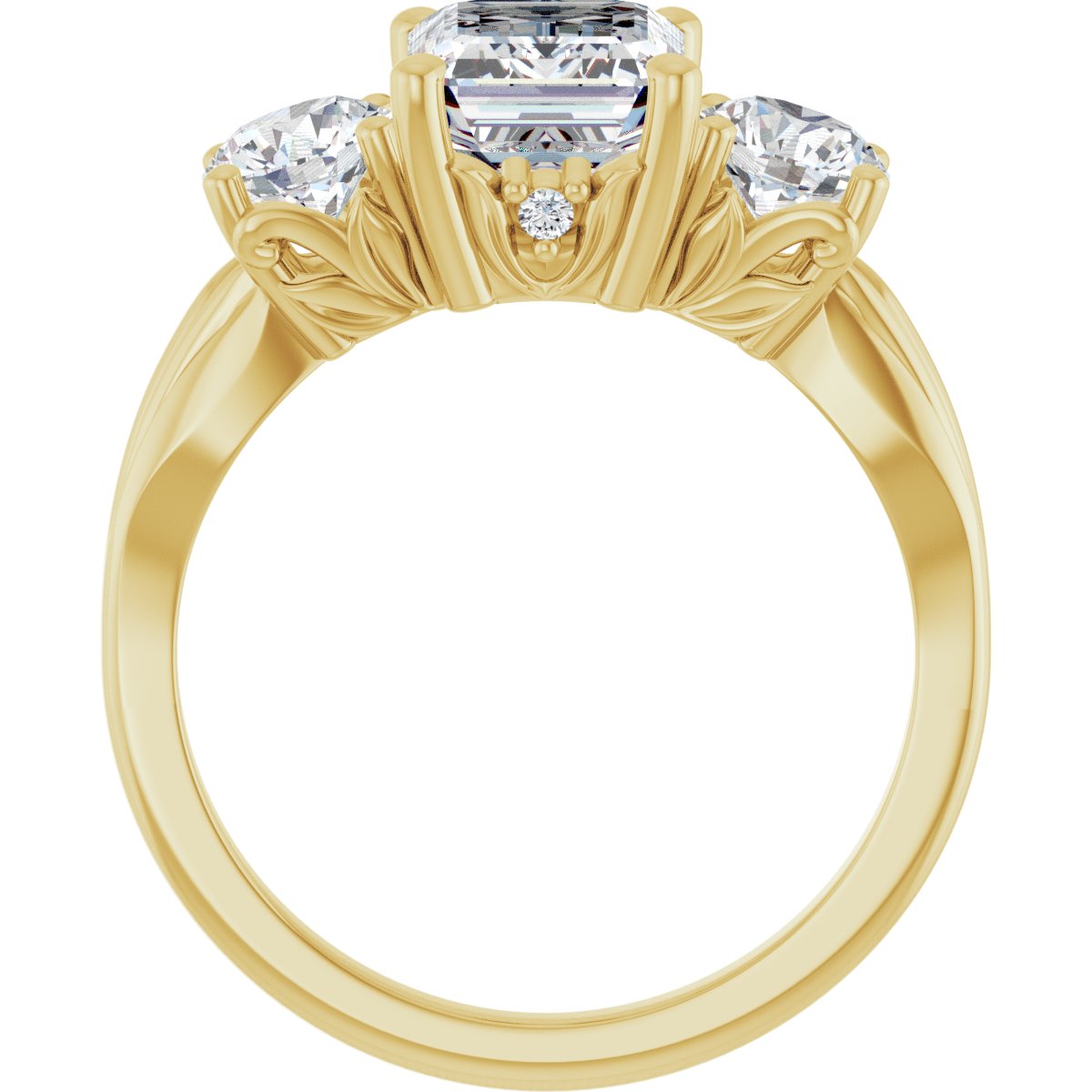 Emerald Three-Stone Engagement Ring Semi-Mount - gallery - Series 126964