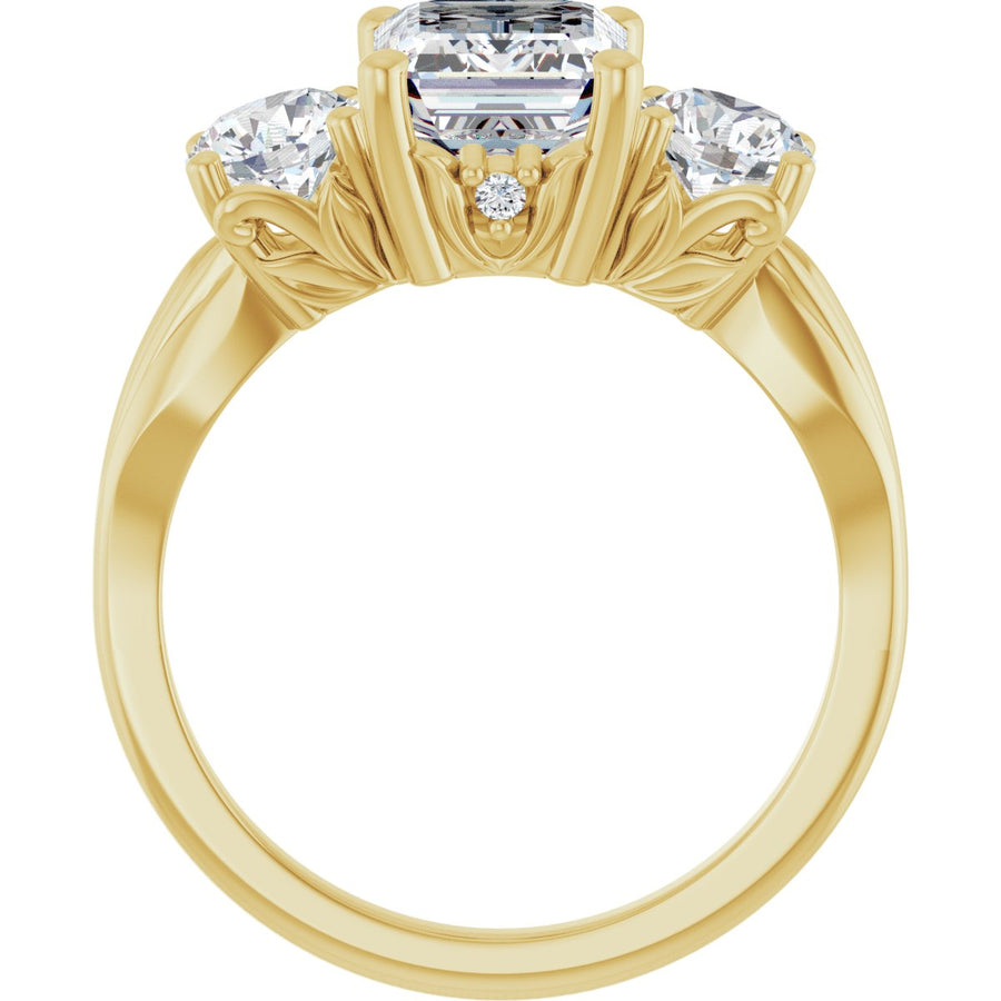 Emerald Three-Stone Engagement Ring Semi-Mount - gallery - Series 126964