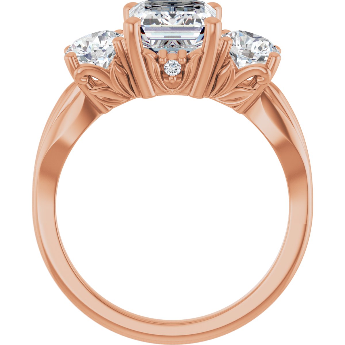Emerald Three-Stone Engagement Ring Semi-Mount - gallery - Series 126964