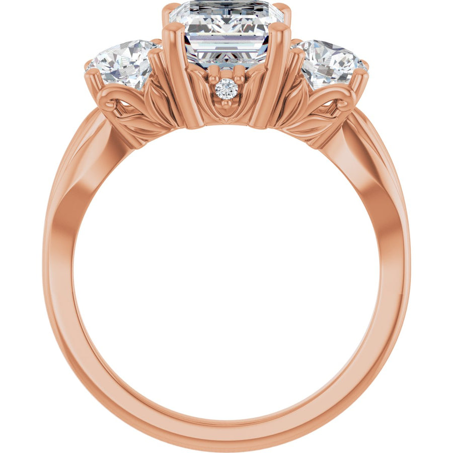 Emerald Three-Stone Engagement Ring Semi-Mount - gallery - Series 126964