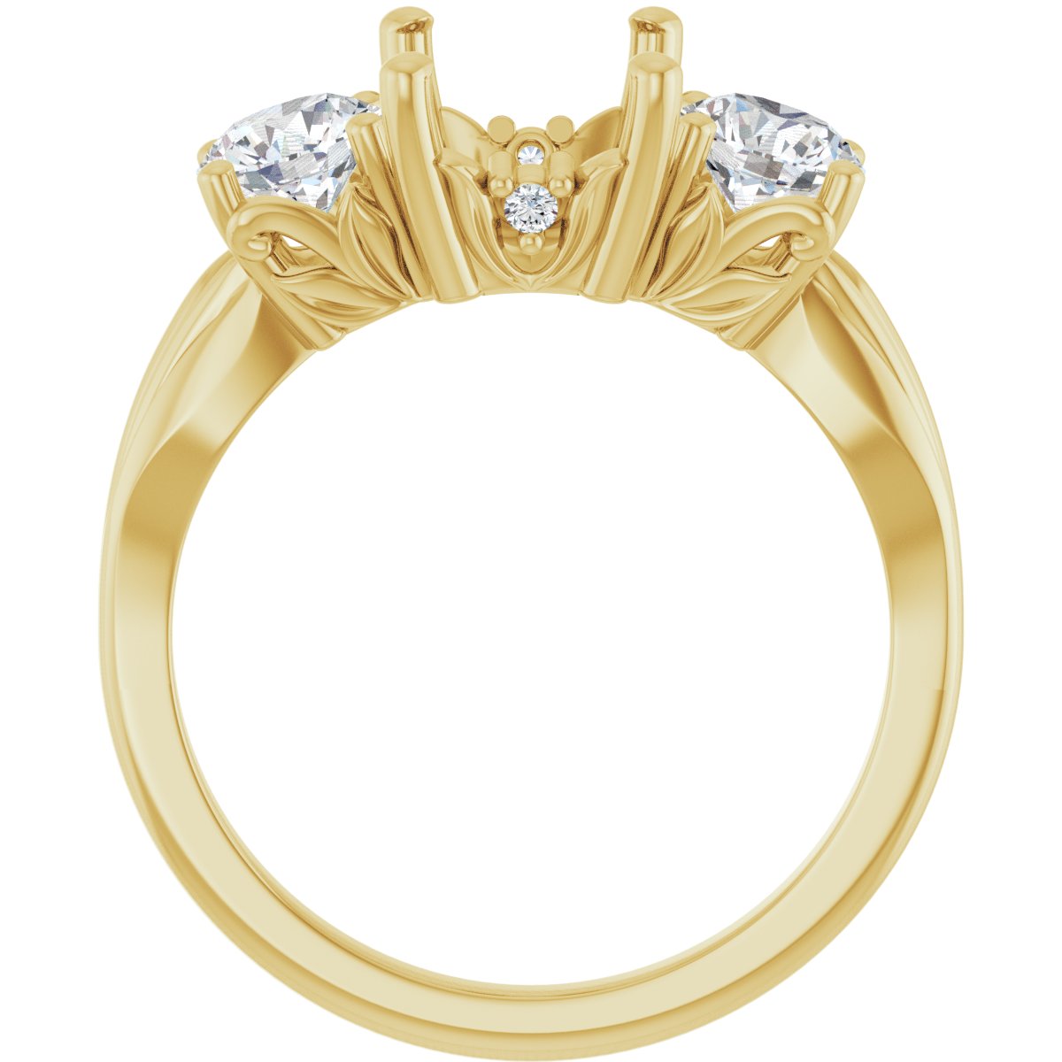 Emerald Three-Stone Engagement Ring Semi-Mount - gallery - Series 126964