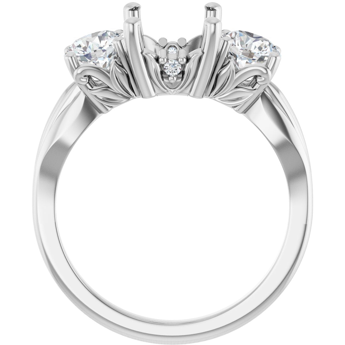 Emerald Three-Stone Engagement Ring Semi-Mount - gallery - Series 126964