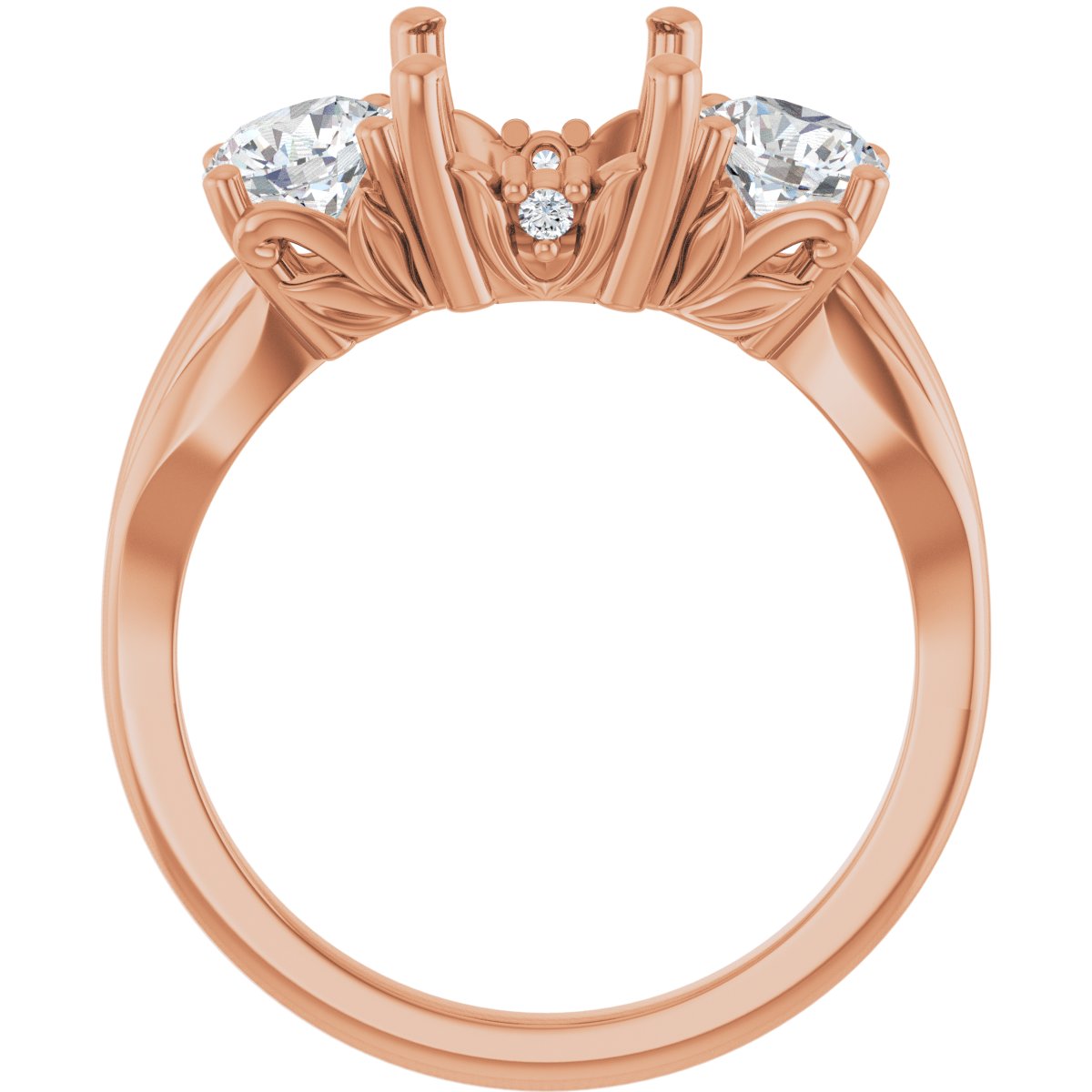 Emerald Three-Stone Engagement Ring Semi-Mount - gallery - Series 126964