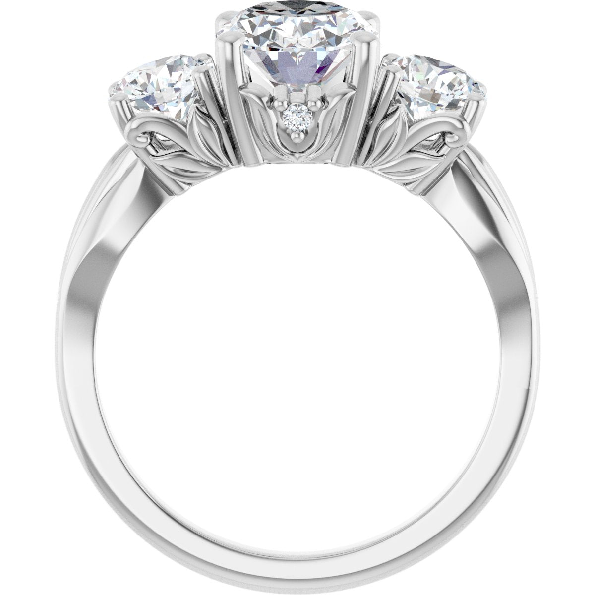 Oval Three-Stone Engagement Ring Semi-Mount - gallery - Series 126964