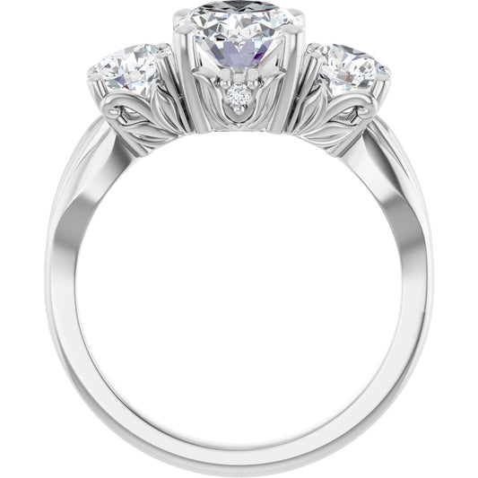 Oval Three-Stone Engagement Ring Semi-Mount - gallery - Series 126964