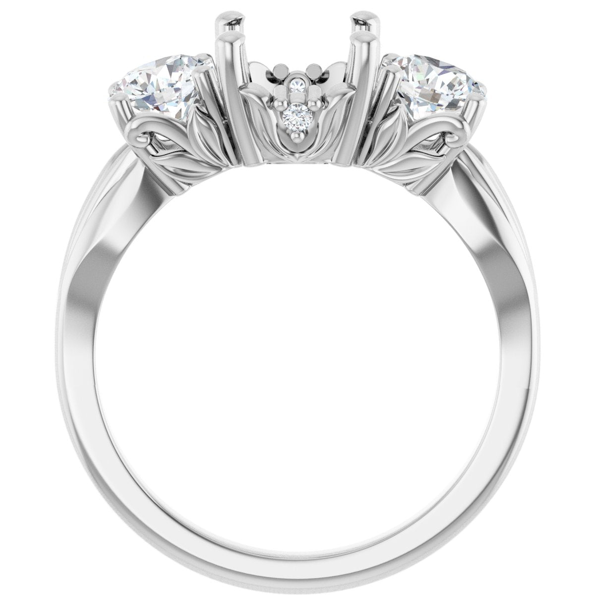 Oval Three-Stone Engagement Ring Semi-Mount - gallery - Series 126964