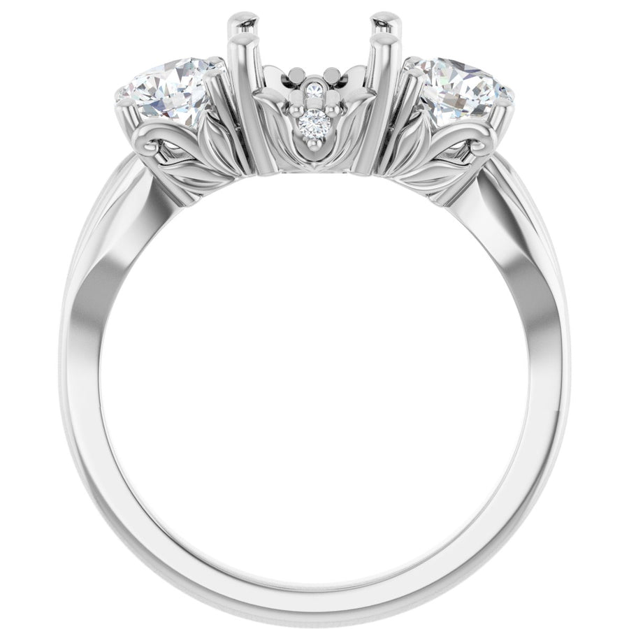 Oval Three-Stone Engagement Ring Semi-Mount - gallery - Series 126964