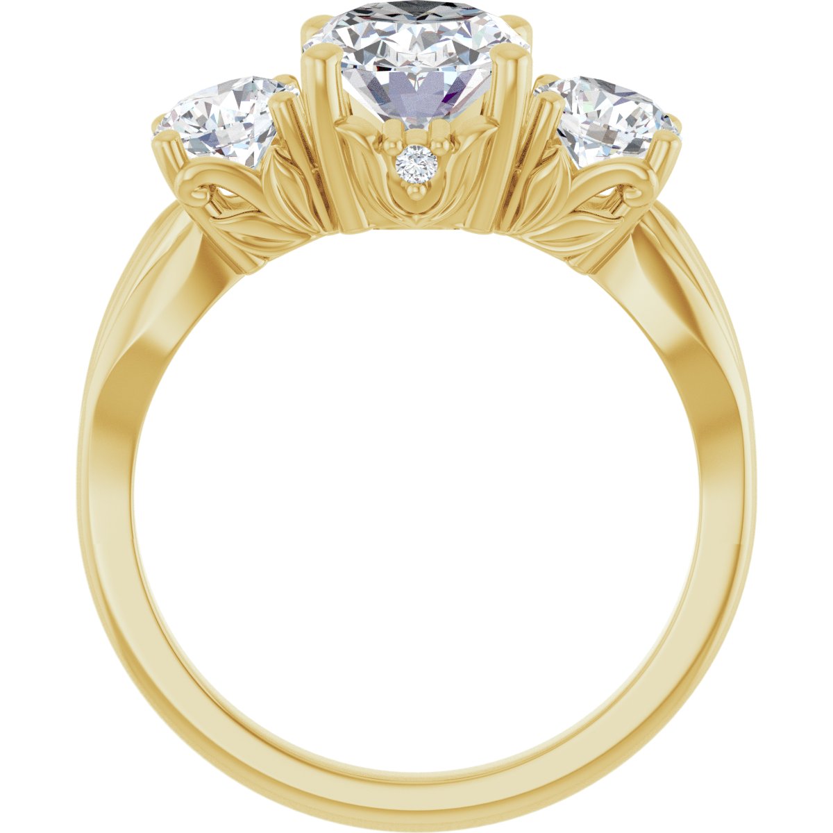 Oval Three-Stone Engagement Ring Semi-Mount - gallery - Series 126964