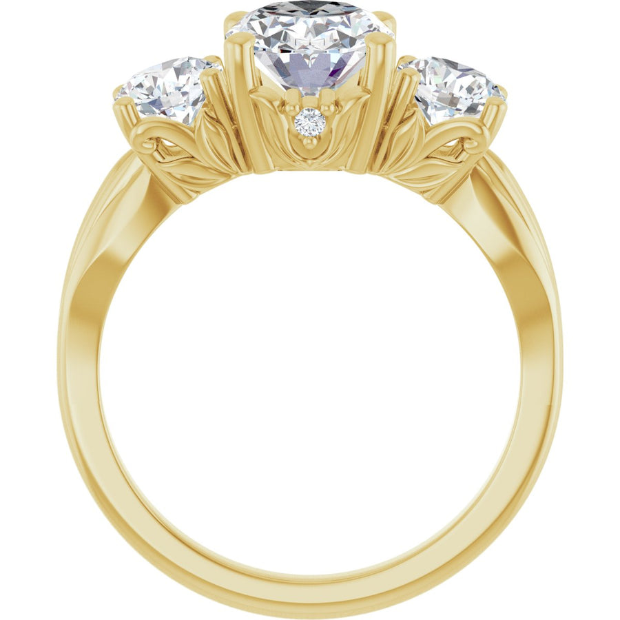 Oval Three-Stone Engagement Ring Semi-Mount - gallery - Series 126964