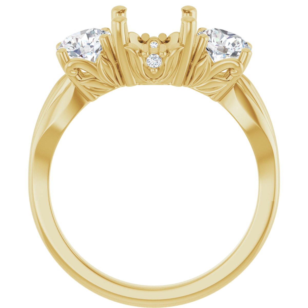 Oval Three-Stone Engagement Ring Semi-Mount - gallery - Series 126964