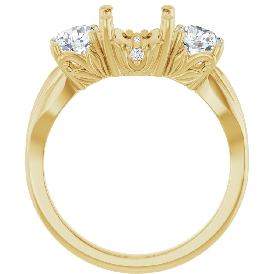 Oval Three-Stone Engagement Ring Semi-Mount - gallery - Series 126964