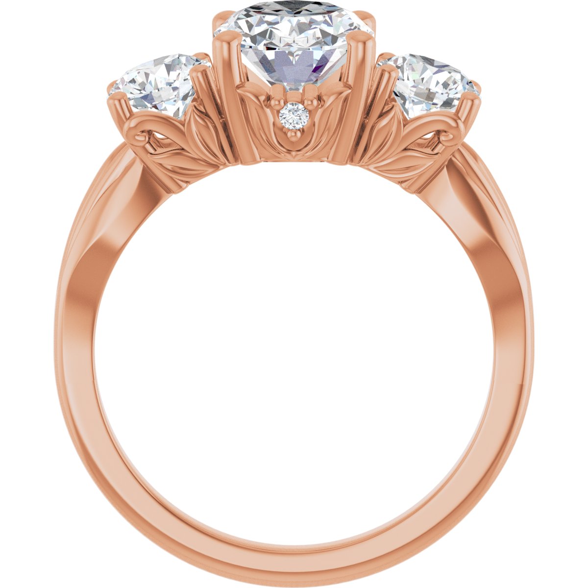 Oval Three-Stone Engagement Ring Semi-Mount - gallery - Series 126964