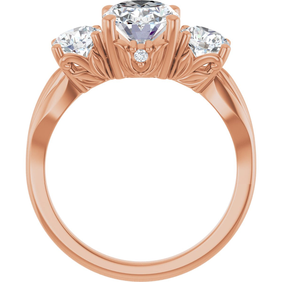 Oval Three-Stone Engagement Ring Semi-Mount - gallery - Series 126964
