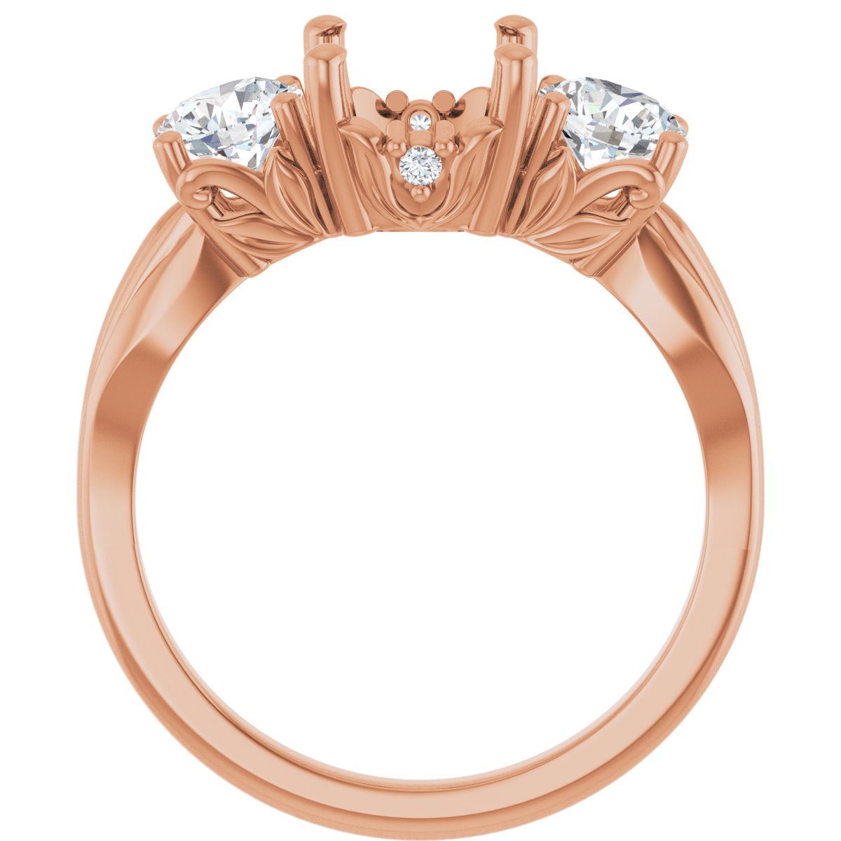 Oval Three-Stone Engagement Ring Semi-Mount - gallery - Series 126964