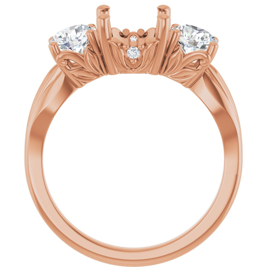 Oval Three-Stone Engagement Ring Semi-Mount - gallery - Series 126964