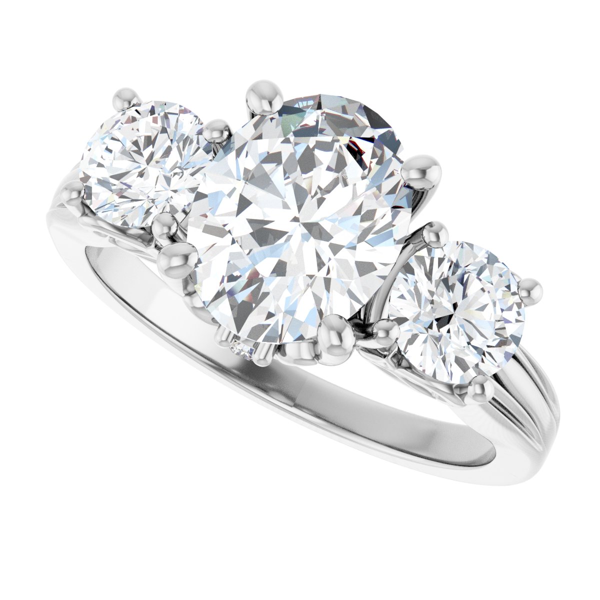 Oval Three-Stone Engagement Ring Semi-Mount - gallery - Series 126964