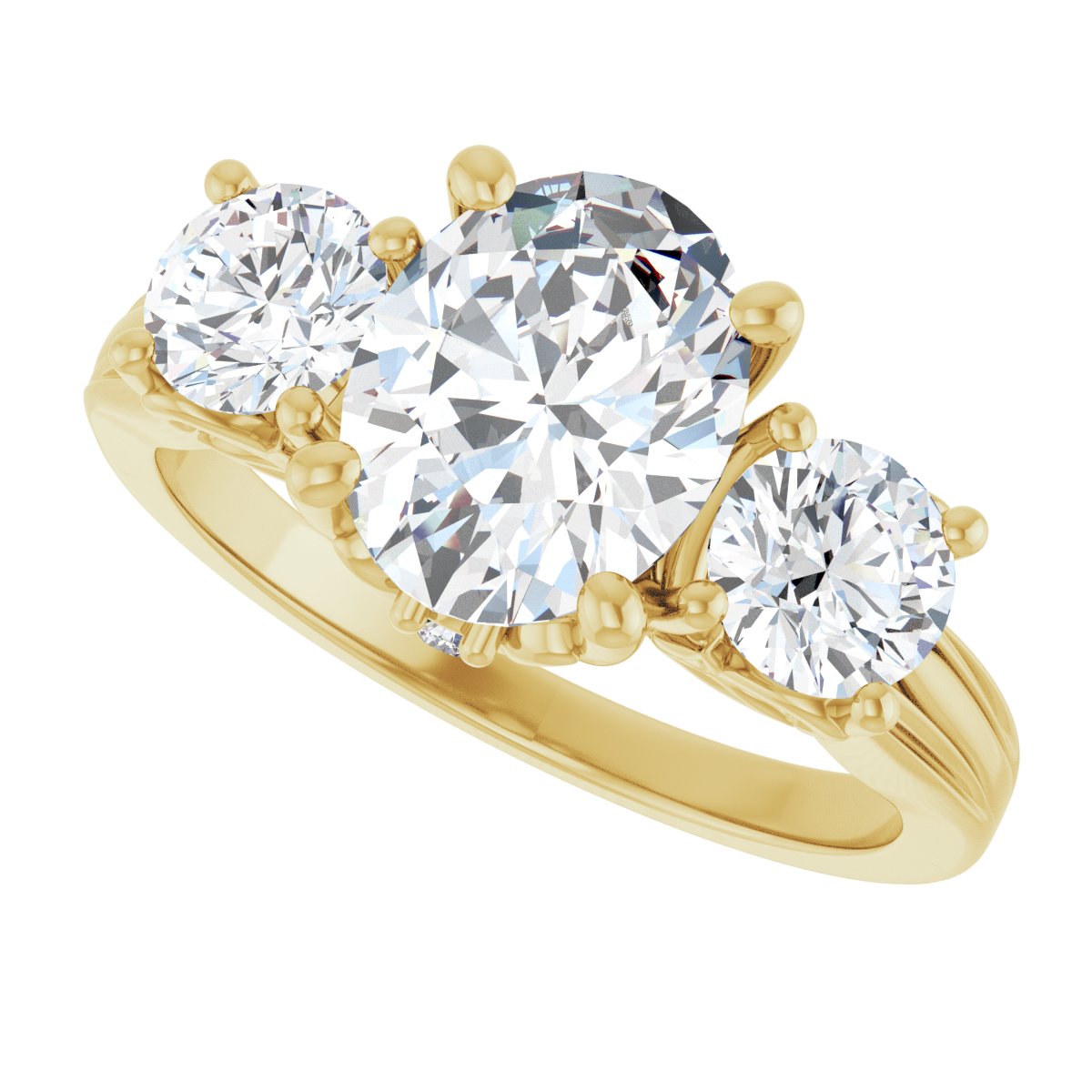 Oval Three-Stone Engagement Ring Semi-Mount - gallery - Series 126964