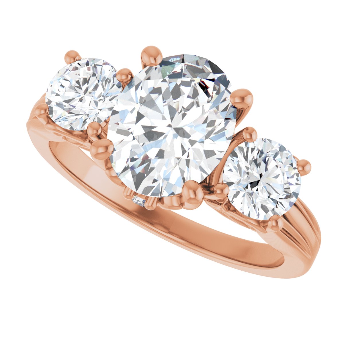 Oval Three-Stone Engagement Ring Semi-Mount - gallery - Series 126964
