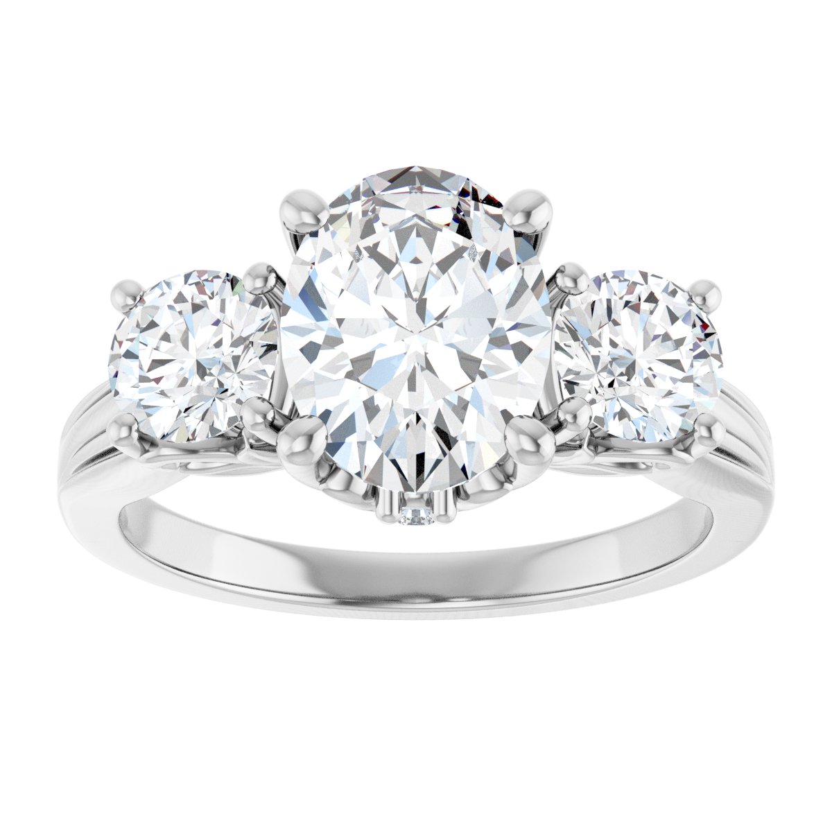 Oval Three-Stone Engagement Ring Semi-Mount - gallery - Series 126964