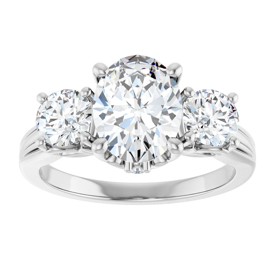 Oval Three-Stone Engagement Ring Semi-Mount - gallery - Series 126964